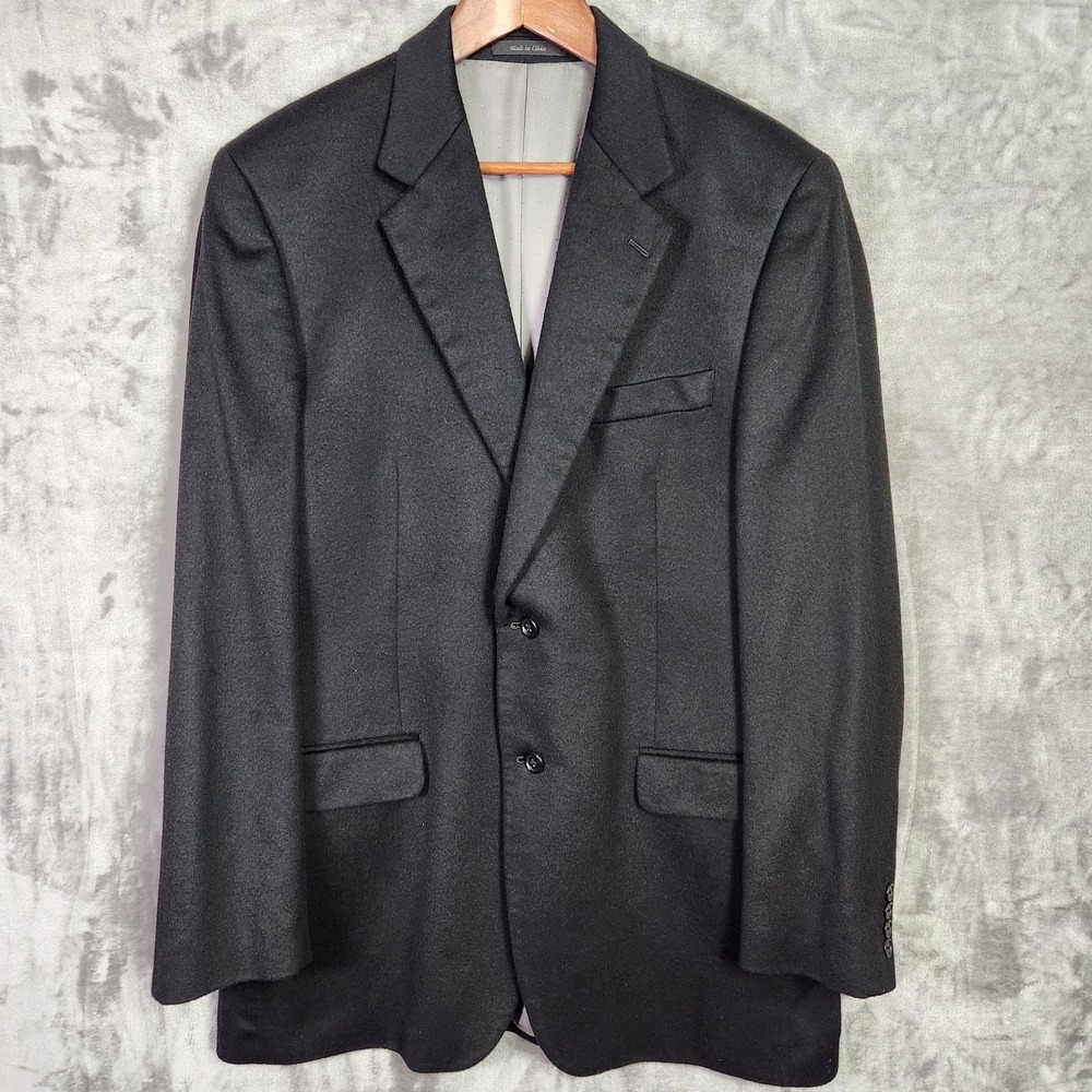 Joseph & Lyman Blazer Mens 42L Black 100% Cashmere Sport Coat Classic‎ Timeless